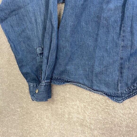 Sara Studio Womens Grandma 3X Christmas Long Sleeve Button‎ Up Blue Denim Shirt - Picture 5 of 13